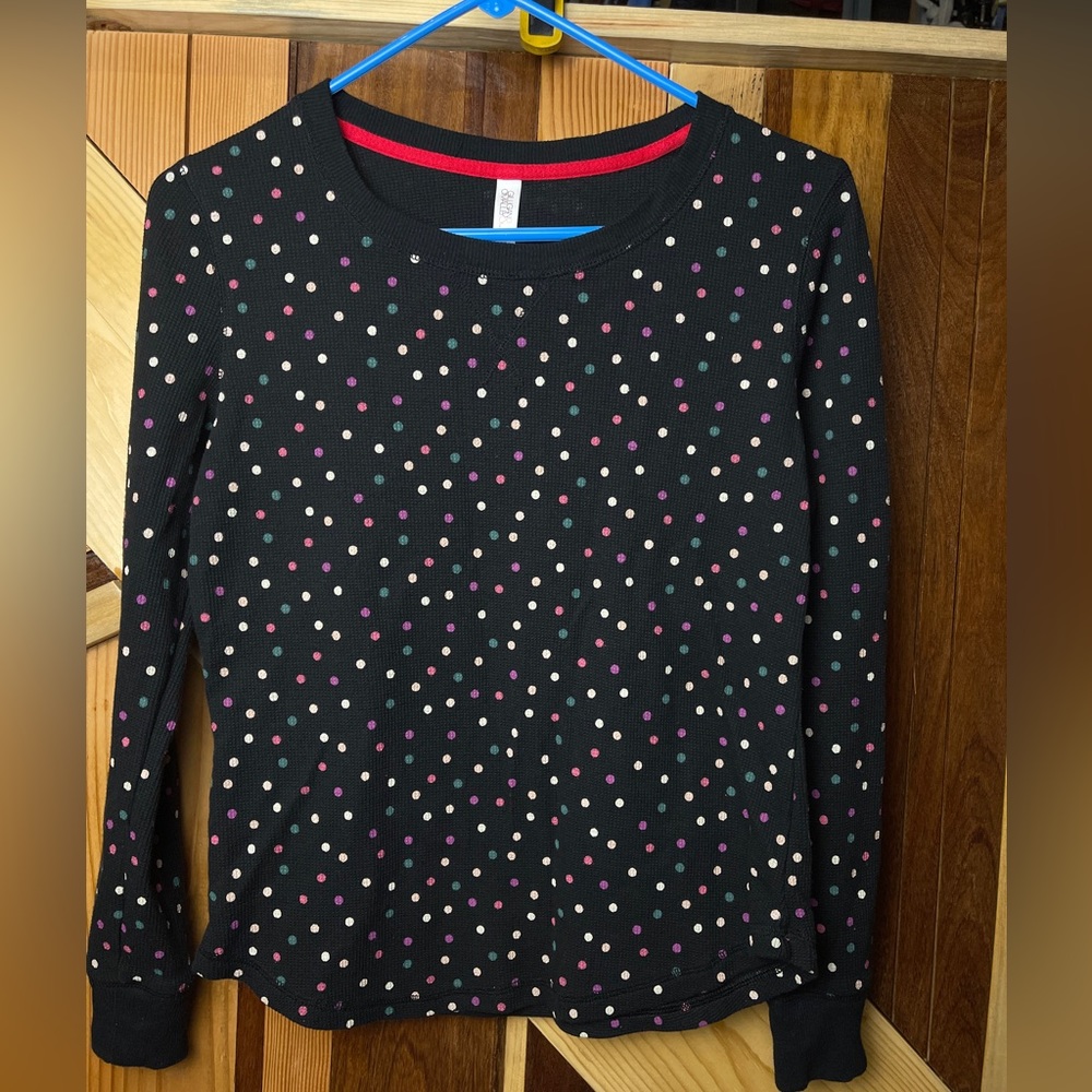 Gilligan & O'Malley Long Sleeve T-shirt (Size XS, Black with Pink Polka Dots):